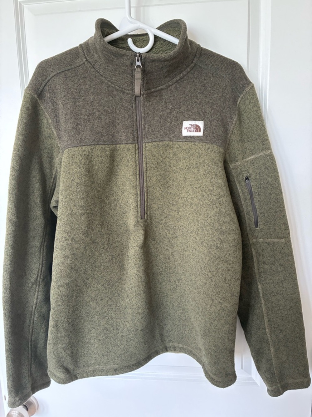 The North Face Men's Olive Green 1/4 Zip Fleece Size M